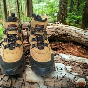 Woodland men's urban trekking shoes size 41=8 leather black tan black tan hiking